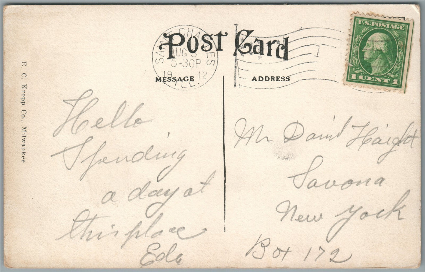 ST.CHARLES IL POTTAWATTIMIE PARK ANTIQUE POSTCARD