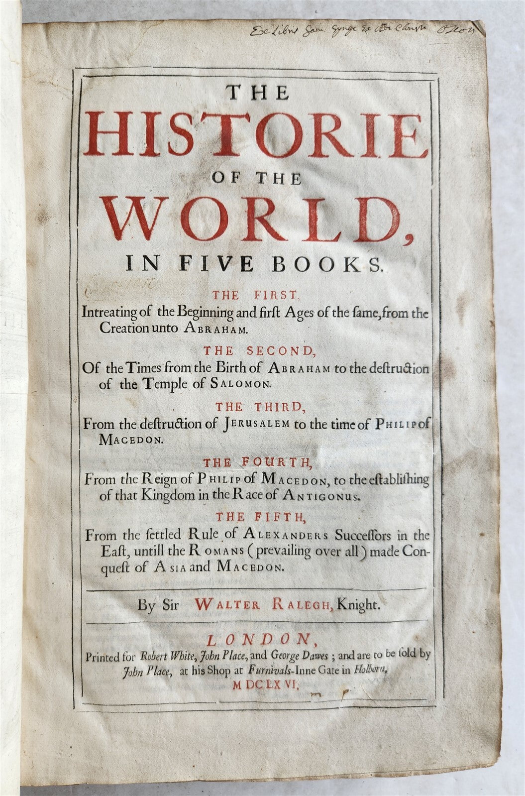 1666 HISTORY of the WORLD by WALTER RALEIGH antique ILLUSTRATED w/ PLANS English