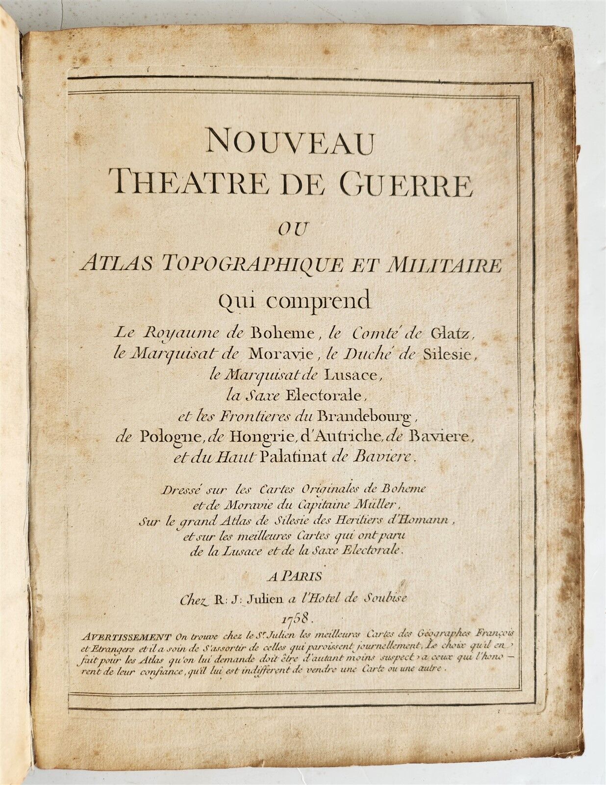1758 46 MAPS NOUVEAU THEATRE DE GUERRE ATLAS TOPOGRAPHIQUE ET MILITAIRE antique