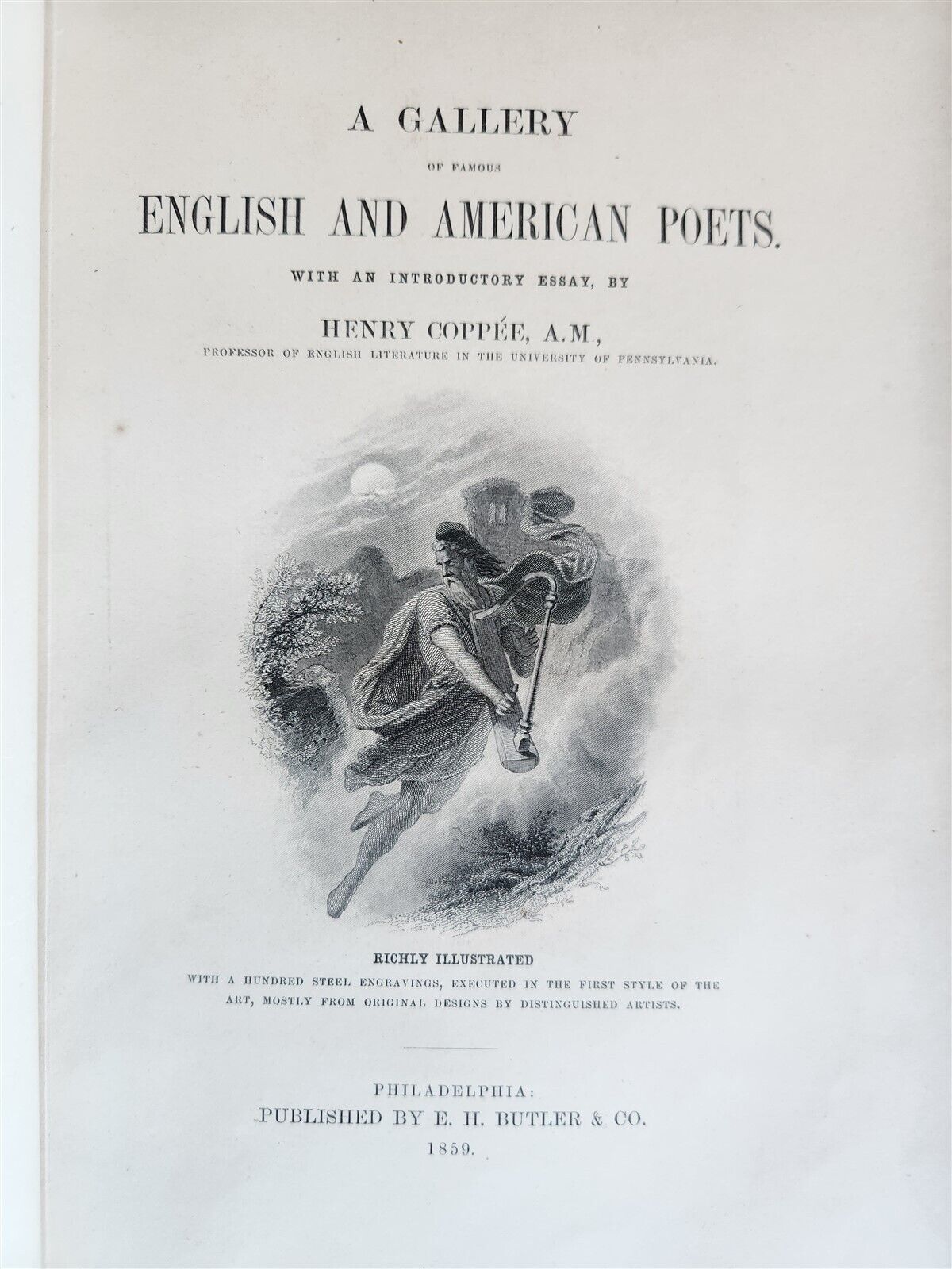 1859 ILLUSTRATED A GALLERY OF FAMOUS ENGLISH AND AMERICAN POETS antique