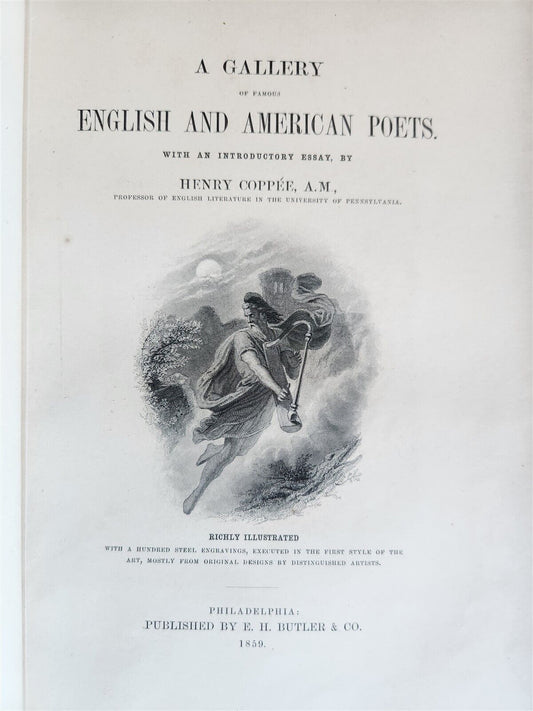 1859 ILLUSTRATED A GALLERY OF FAMOUS ENGLISH AND AMERICAN POETS antique