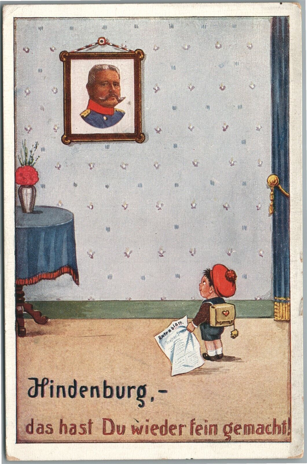 GERMAN WWI ERA HINDENBURG PORTRAIT ANTIQUE POSTCARD