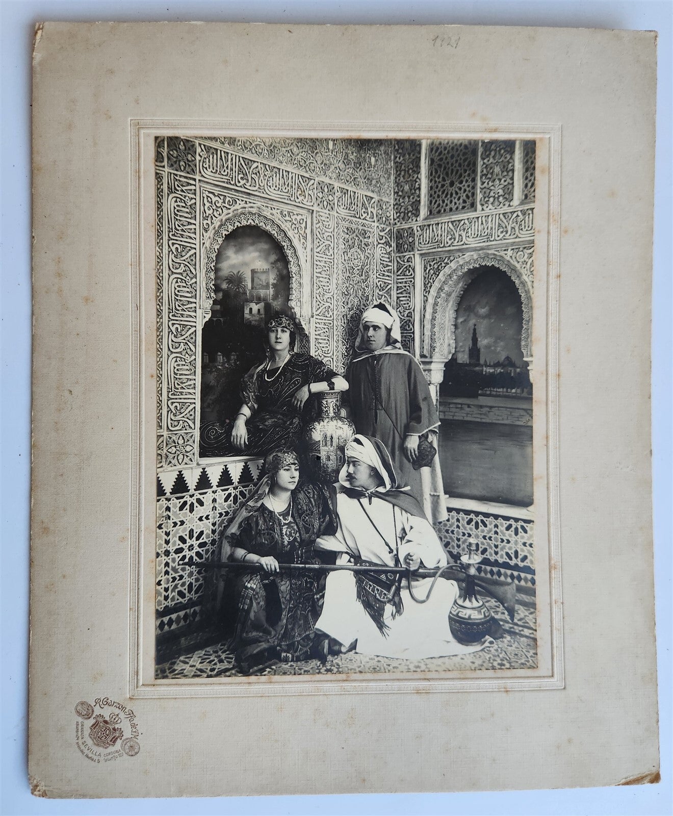 1920 ORIENTALIST PHOTO by RAFAEL GARZON antique SEVILLA SPAIN MOORISH STUDIO