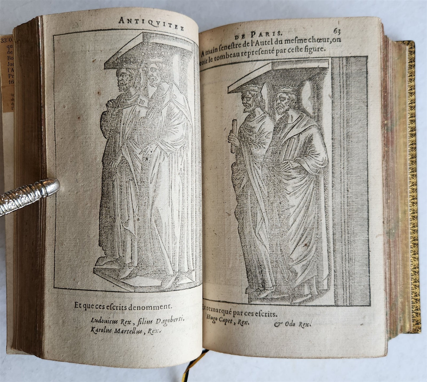 1608 HISTORICAL GUIDE to PARIS ILLUSTRATED w/ 55 WOODCUTS antique