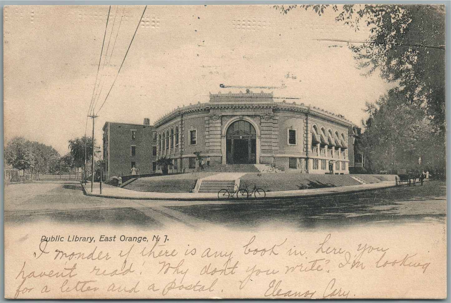 EAST ORANGE NJ PUBLIC LIBRARY ANTIQUE POSTCARD