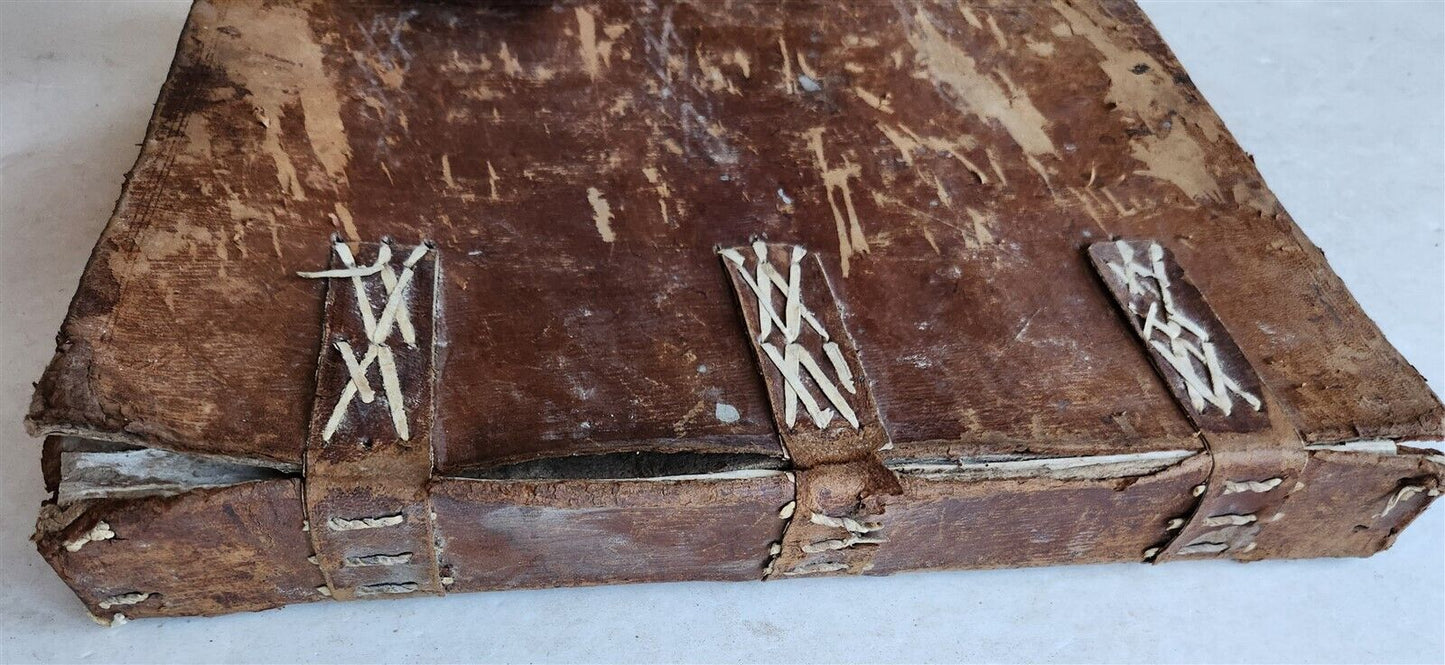 16th-17th CENTURY LARGE FOLIO BINDING antique LEATHER 12.5 by 18 inches