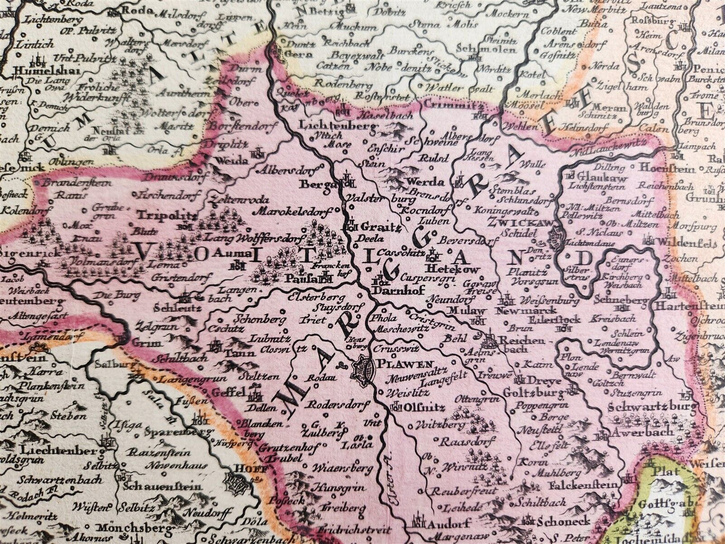 1720s MAP of GERMANY SAXONY by J.B.HOMANN antique AUTHENTIC hand colored