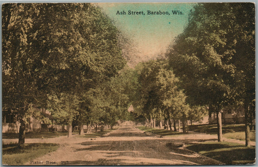BARABOO WI ASH STREET ANTIQUE POSTCARD