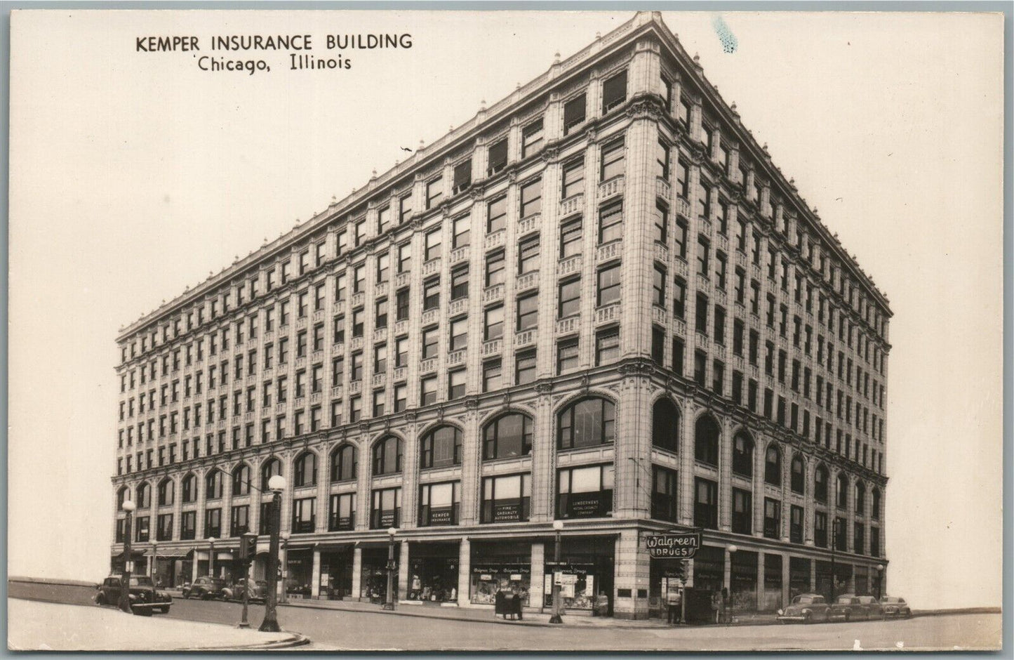 CHICAGO IL KEMPER INSURANCE BUILDING VINTAGE REAL PHOTO POSTCARD RPPC