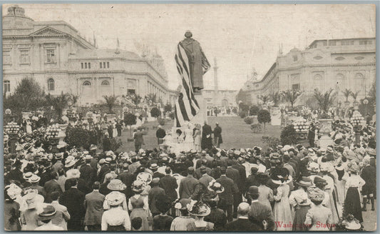 SEATTLE WA ALASKA YUKON PACIFIC EXPOSITION WASHINGTON STATUE ANTIQUE POSTCARD