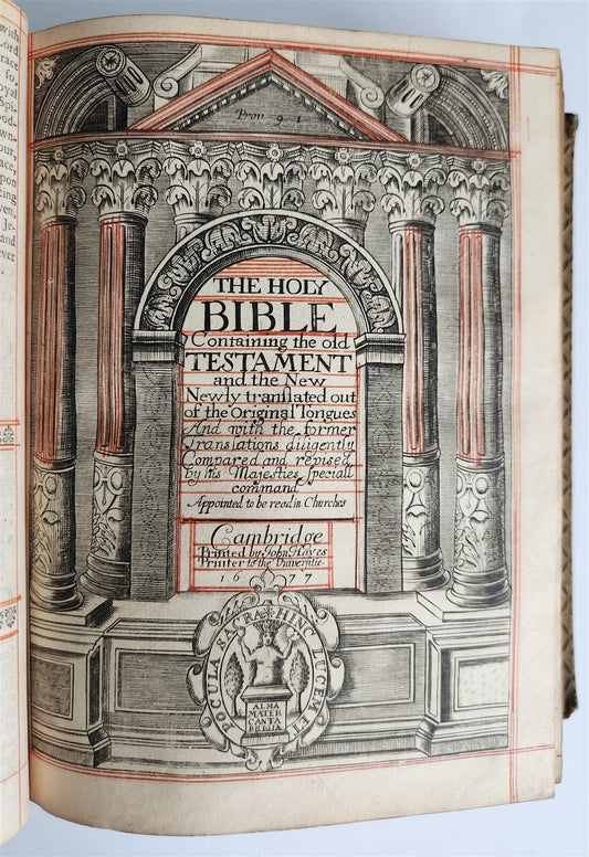 1677 BIBLE in ENGLISH OLD & NEW TESTAMENT antique Cambridge John Hayes