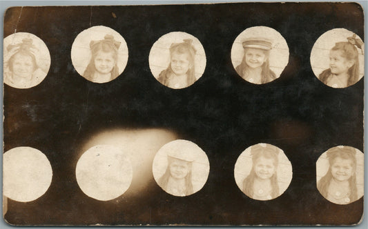 LITTLE GIRL MULTIPLE IMAGES ANTIQUE REAL PHOTO POSTCARD RPPC