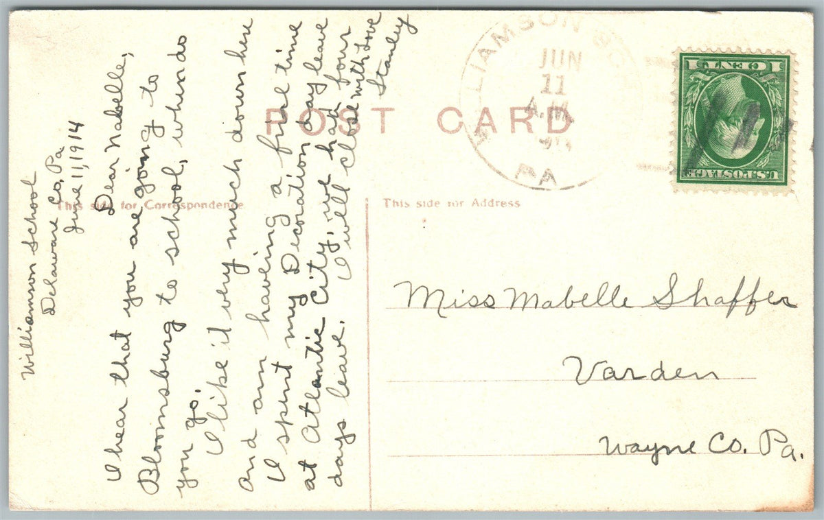 WILLIAMSON SCHOOL PA MAIN BUILDING ANTIQUE POSTCARD