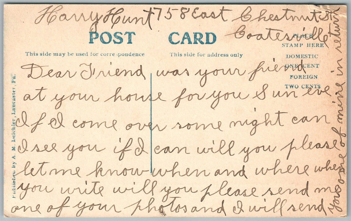 COATESVILLE PA CHESTNUT STREET ANTIQUE POSTCARD