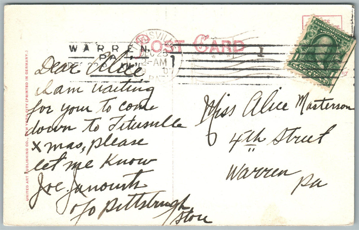 TITUSVILLE PA NORTH FRANKLIN STREET 1907 ANTIQUE POSTCARD