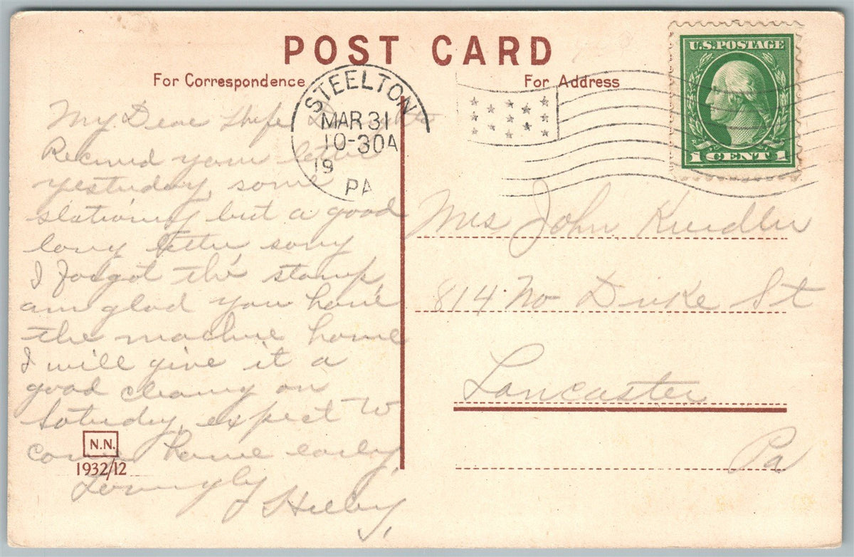 STEELTON PA VIEW FROM COTTAGE HILL ANTIQUE POSTCARD