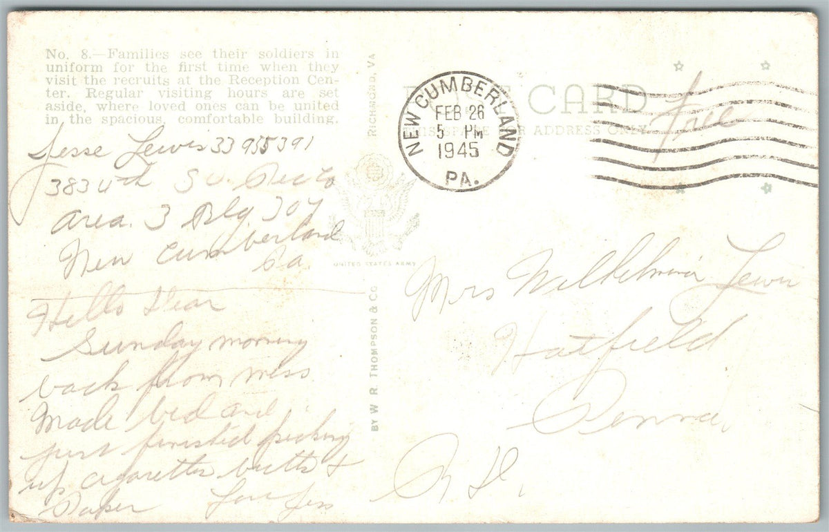 NEW CUMBERLAND PA ARMY RECEPTION CENTER 1945 VINTAGE POSTCARD