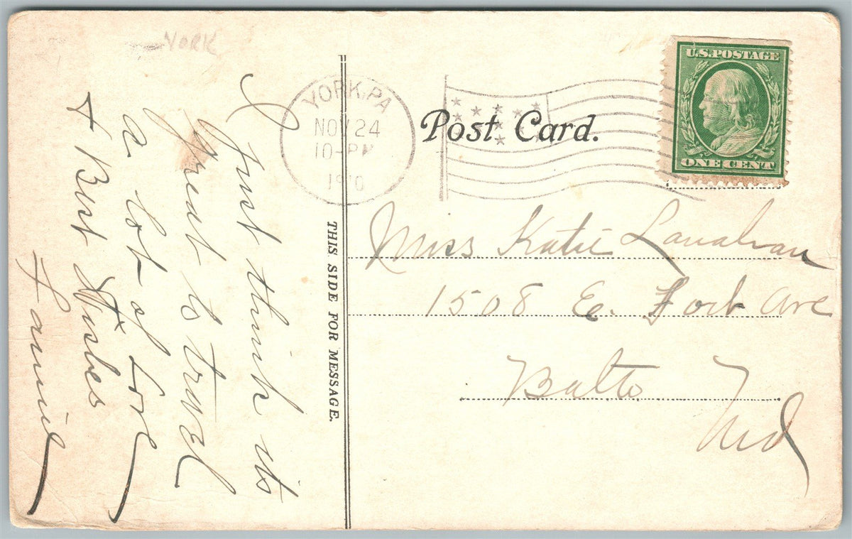 YORK PA SPAHR BUILDING ST.GEORGE STREET 1910 ANTIQUE POSTCARD