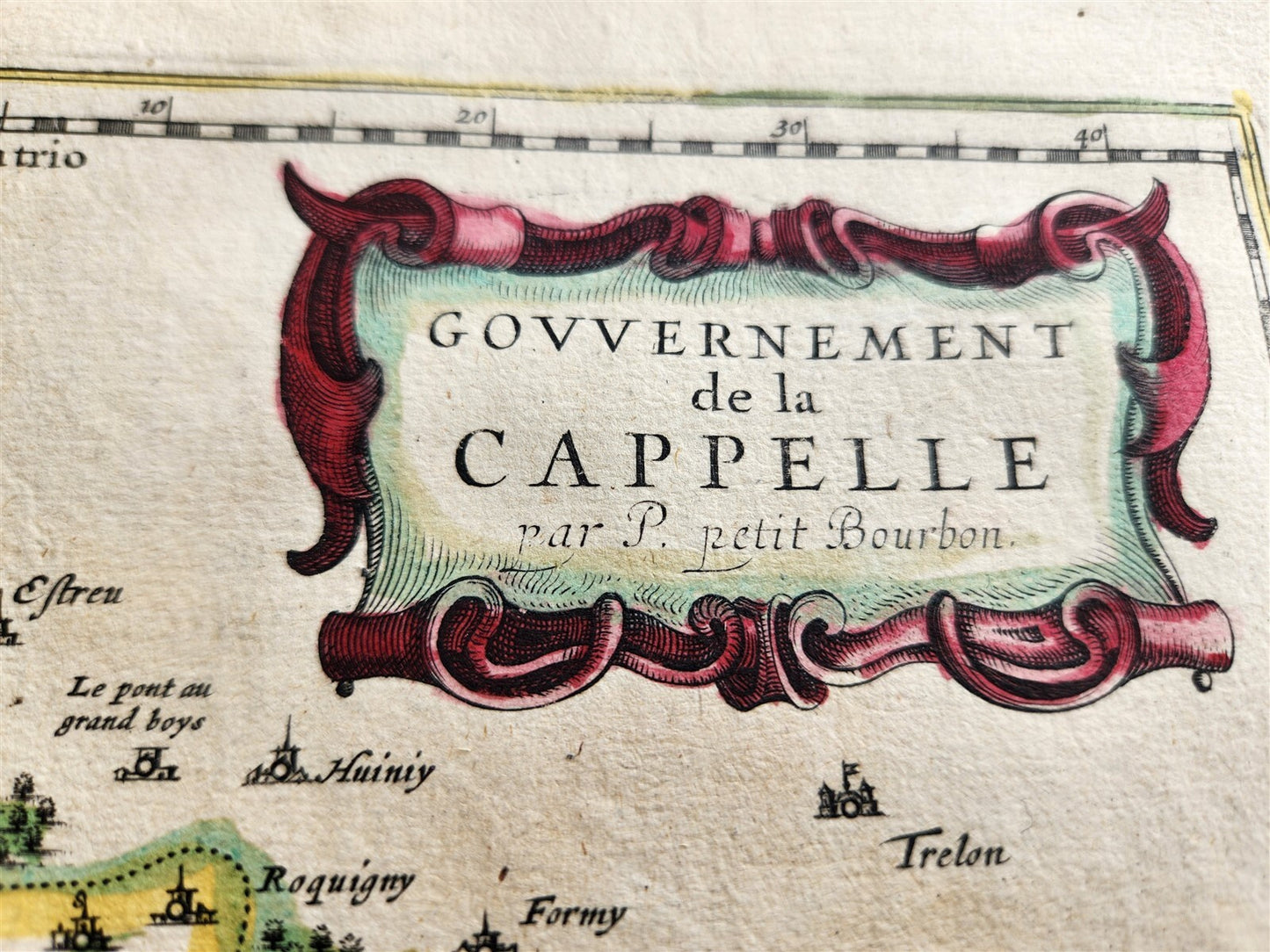 1640 MAP of Vermandois FRANCE by WILLEM BLAEU antique AUTHENTIC hand colored