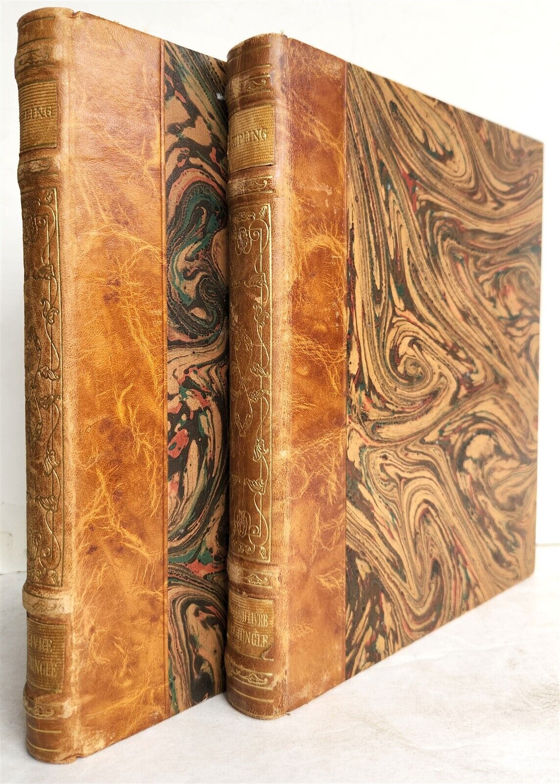 1925-1938 JUNGLE BOOK by KIPLING antique 2 VOLS ILLUSTRATED by Roger Reboussin