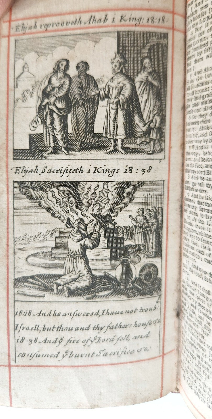 1684 BIBLE in ENGLISH ILLUSTRATED w/89 PLATES 2 VOLS OLD & NEW TESTAMENT antique