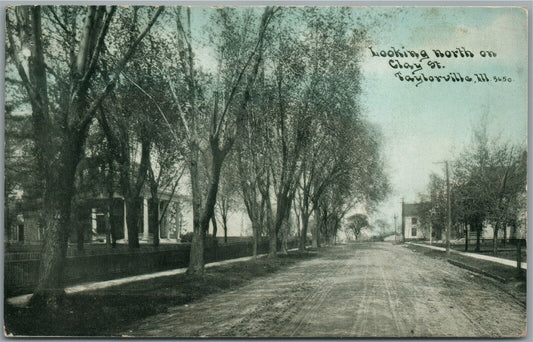 TAYLORVILLE IL CLAY STREET ANTIQUE POSTCARD