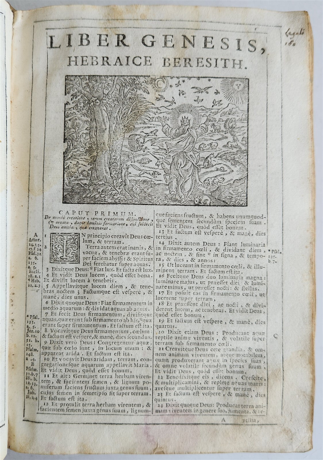 1721 BIBLE in LATIN FULLY ILLUSTRATED antique vellum bound