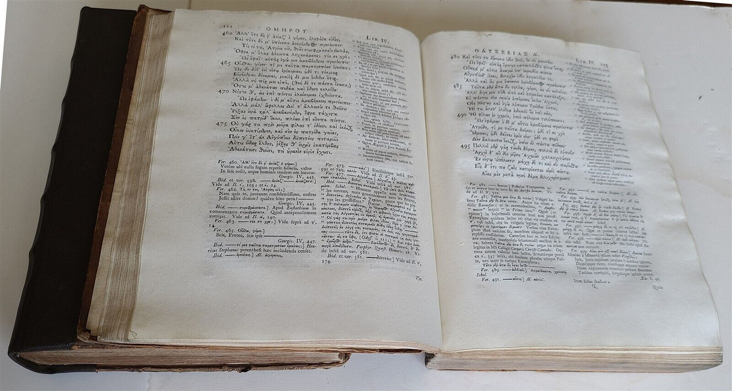 1729-1740 HOMER ILIAS & ODDYSEA 2 VOLUMES antique w/ MAPS LATIN & GREEK TEXT