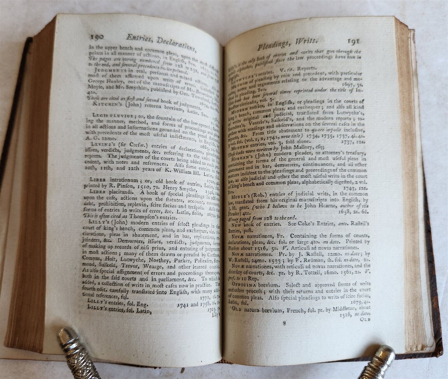 1788 CATALOG of ENGLISH LAW BOOKS antique RARE