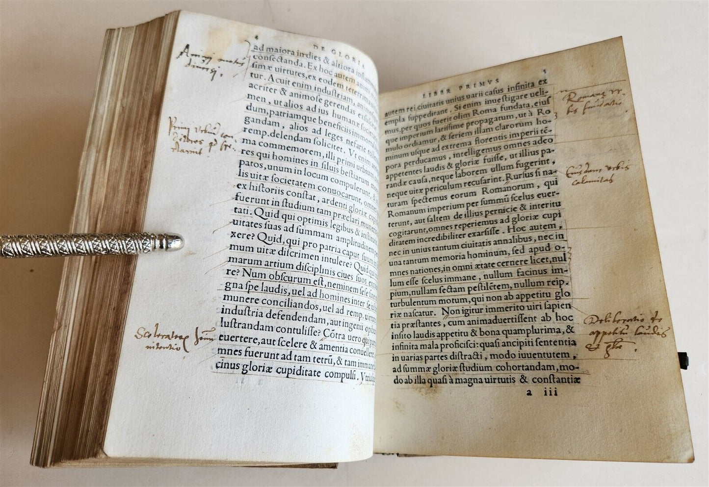 1567 ARISTOTLE COMMENTARY antique PIGSKIN BINDING w/ CLASPS rare 16th CENTURY