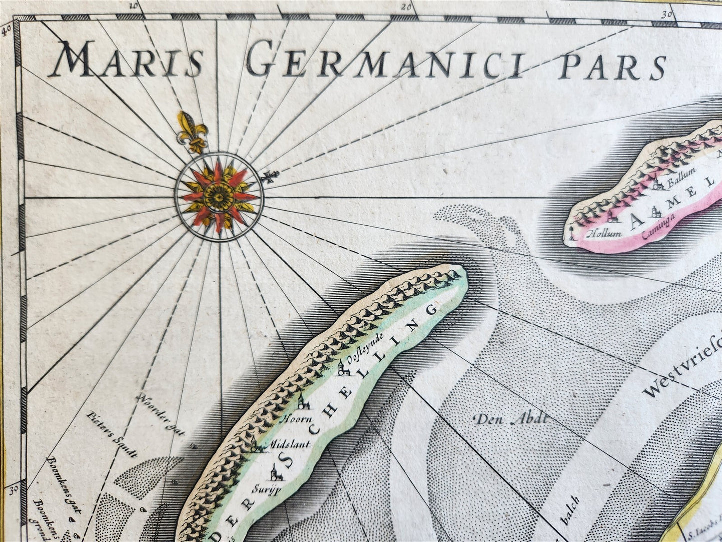 1640 FRISIA NETHERLANDS MAP by WILLEM BLAEU antique AUTHENTIC hand colored