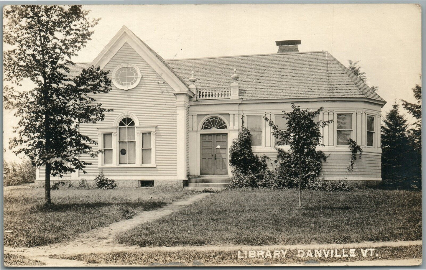 DANVILLE VT LIBRARY ANTIQUE REAL PHOTO POSTCARD RPPC