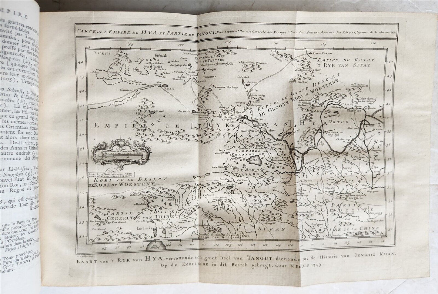 1749 TRAVELS TO CENTRAL ASIA & CHINA antique Histoire generale des voyages vol.9