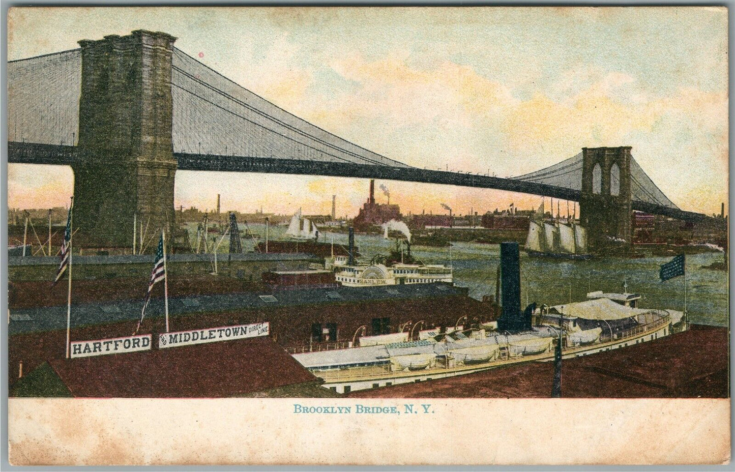 NEW YORK NY BROOKLYN BRIDGE ANTIQUE UNDIVIDED POSTCARD