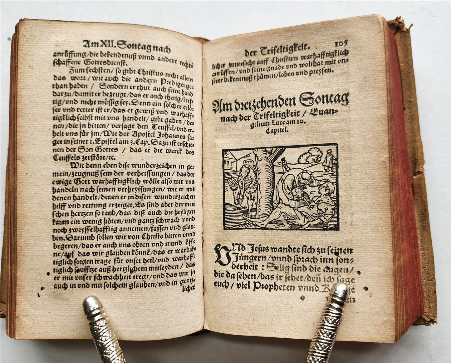 1566 MELANCHTHON Philippe Postill uber die Evangelia ANTIQUE pigskin ILLUSTRATED