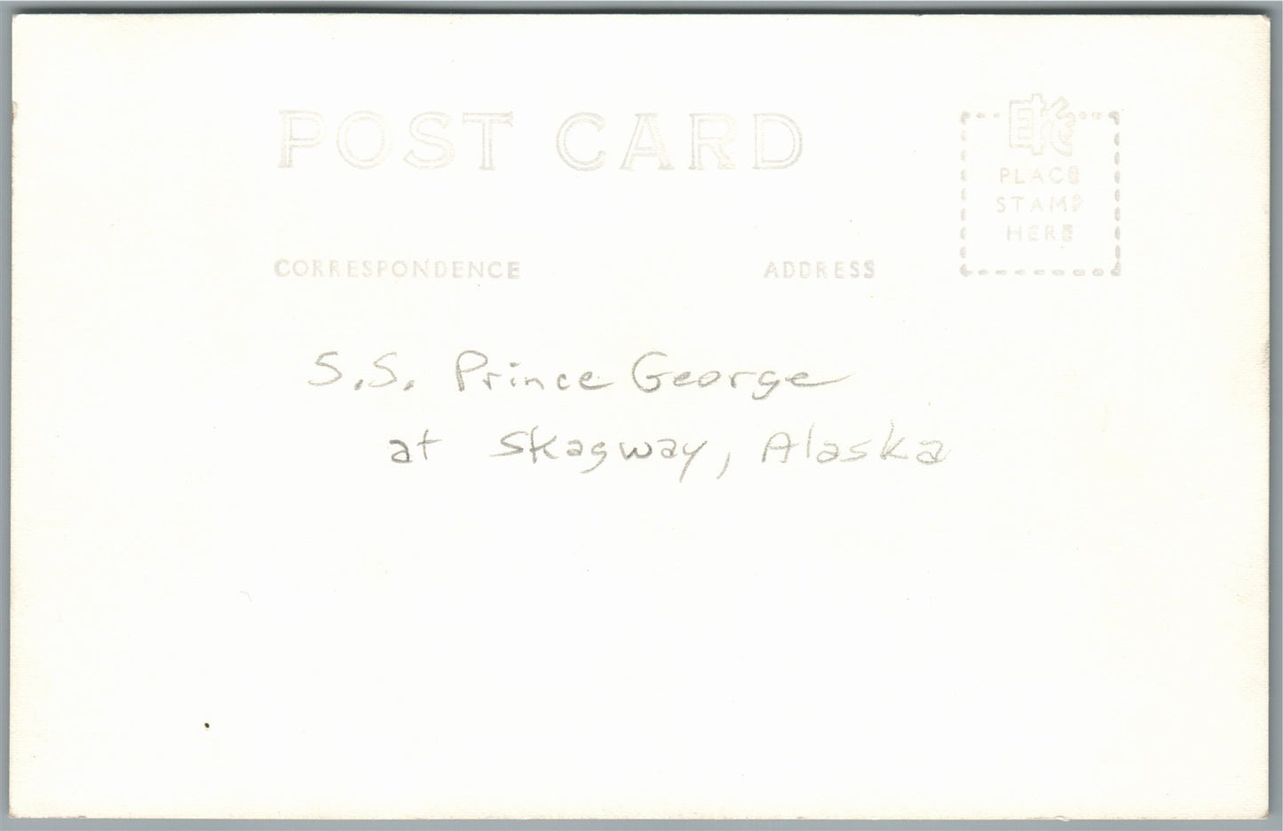S.S. PRINCE GEORGE SKYWAY ALASKA ANTIQUE REAL PHOTO POSTCARD RPPC