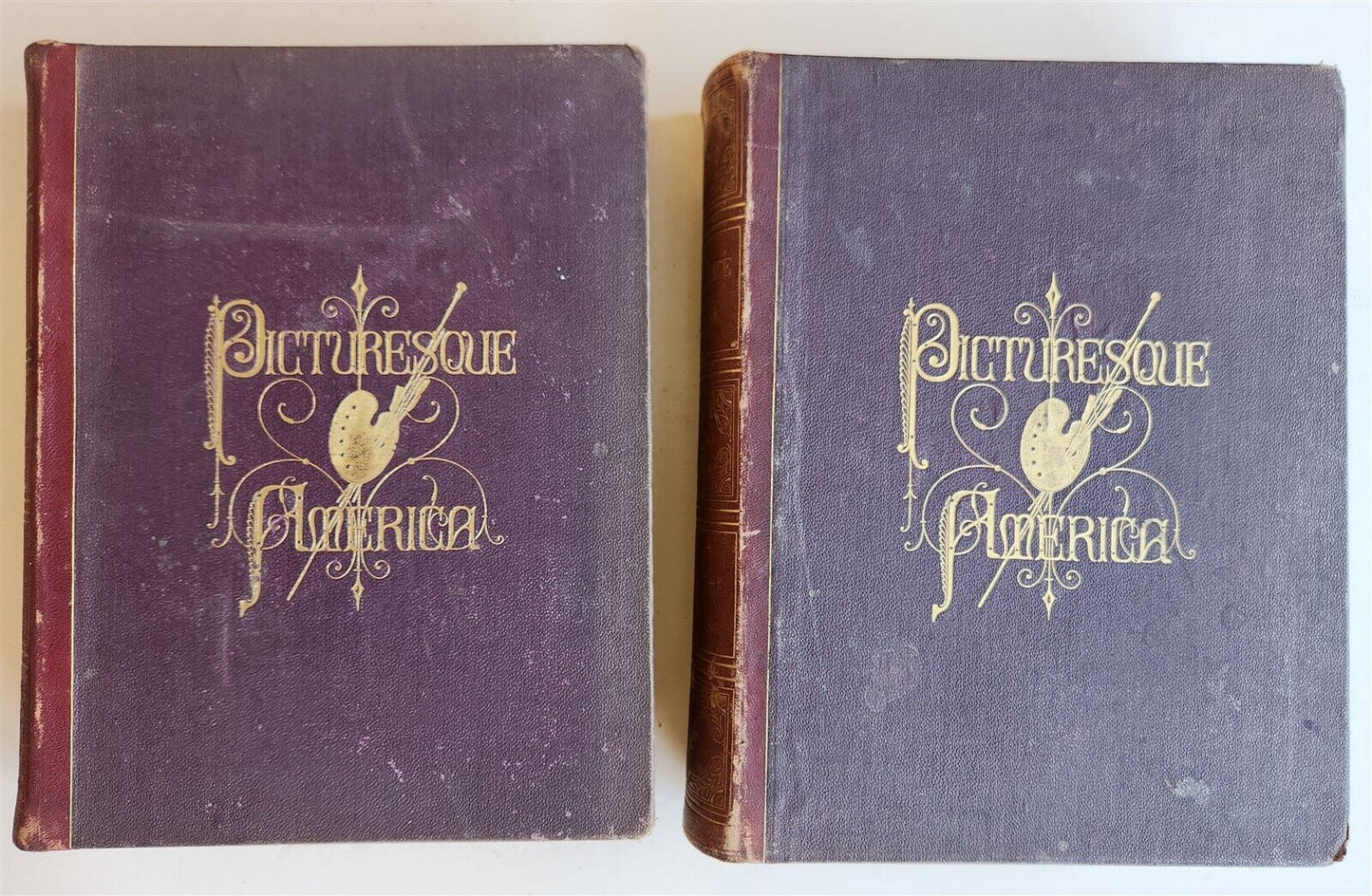 1874 PICTURESQUE AMERICA by WILLIAM BRYANT 2 FOLIO VOLUMES ILLUSTRATED antique