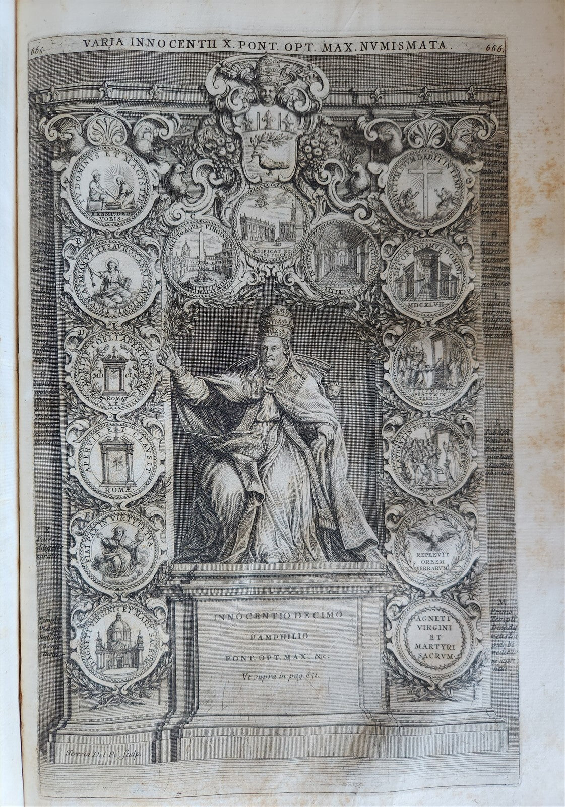 1677 LIVES of ROMAN POPES 4 FOLIO VOLUMES FULLY ILLUSTRATED antique in LATIN