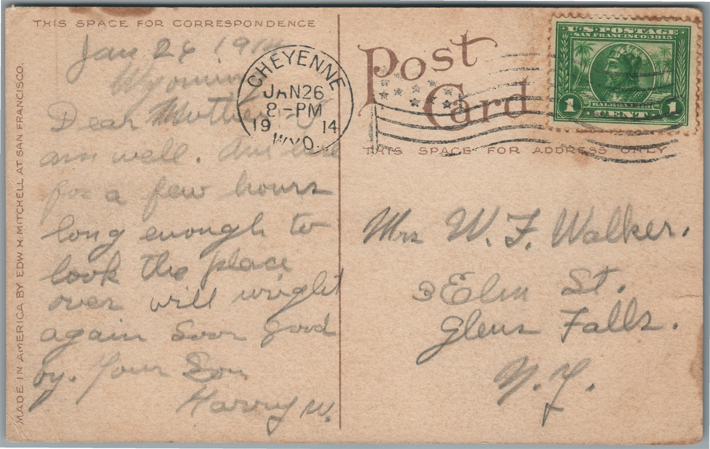 CHEYENNE WY RAILROAD STATION RAILWAY DEPOT ANTIQUE POSTCARD