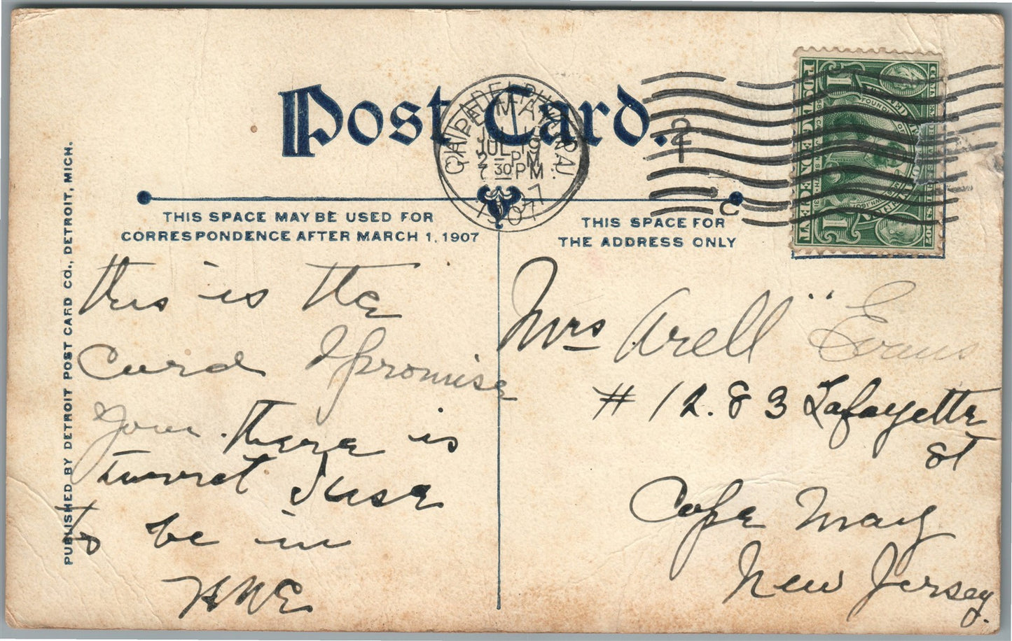 USS KEARSARGE SHIP TARGET PRACTICE 1907 ANTIQUE POSTCARD