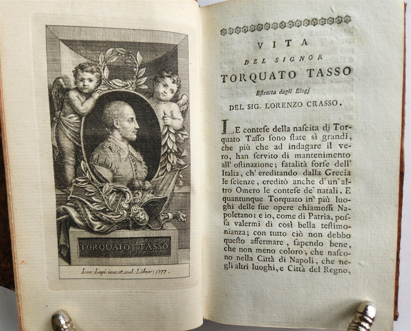 1778 Gerusalemme liberata by TORQUATO TASSO antique ILLUSTRATED 2 volumes