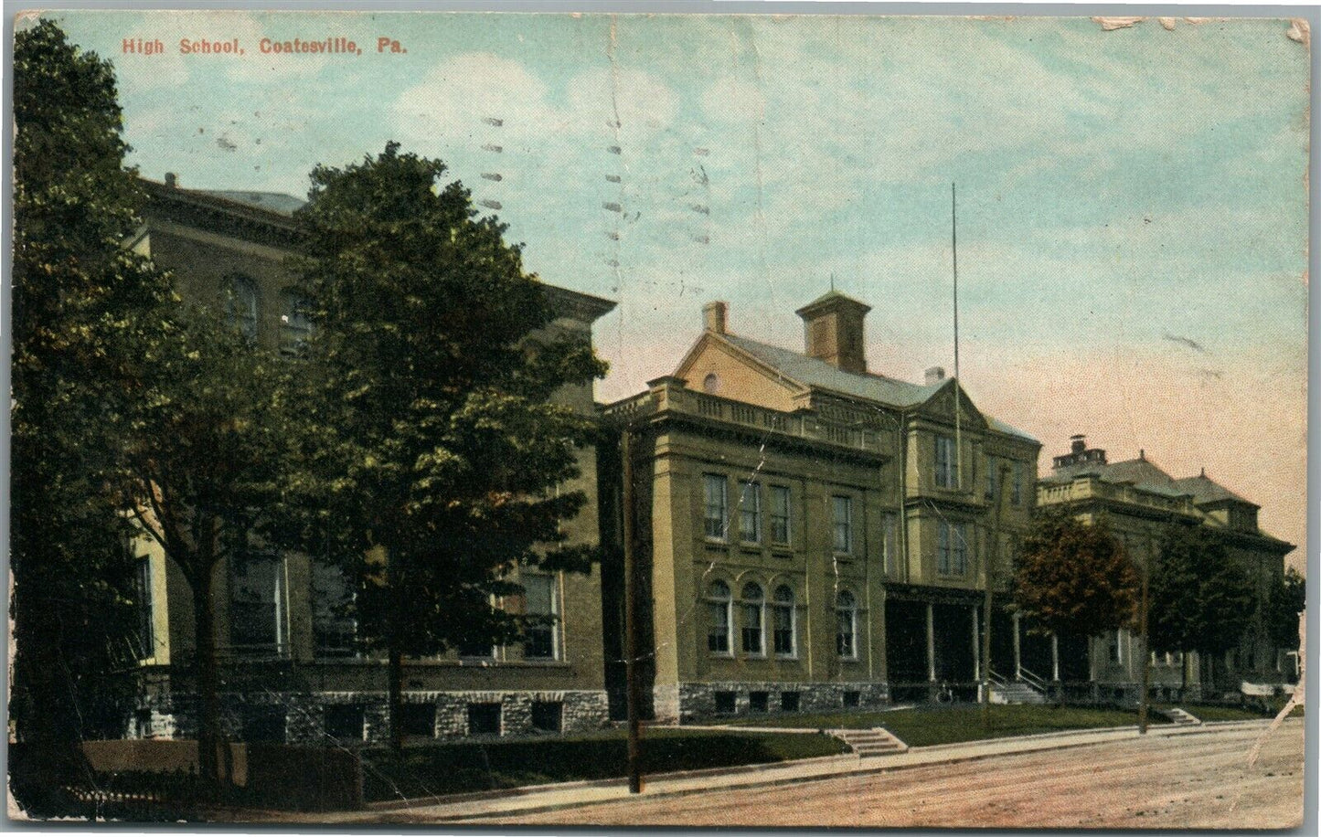 COATESVILLE PA HIGH SCHOOL ANTIQUE POSTCARD