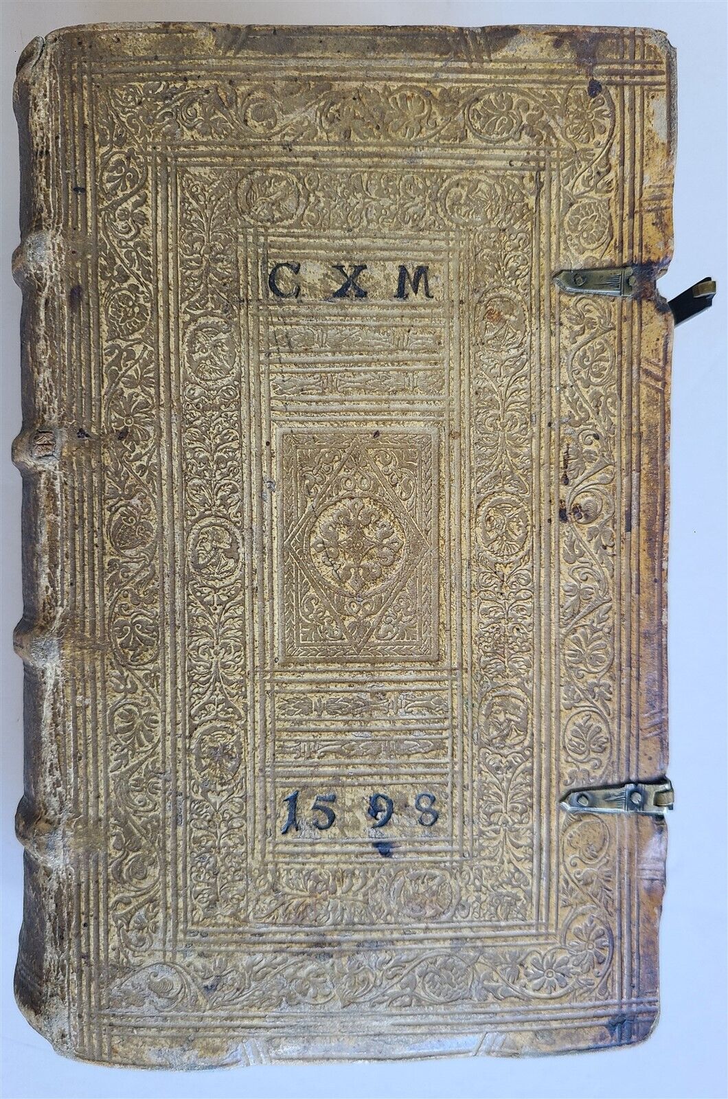 1594 CALLIGRAPHIA by Johannes Posselius antique PIGSKIN BINDING w/ CLASPS