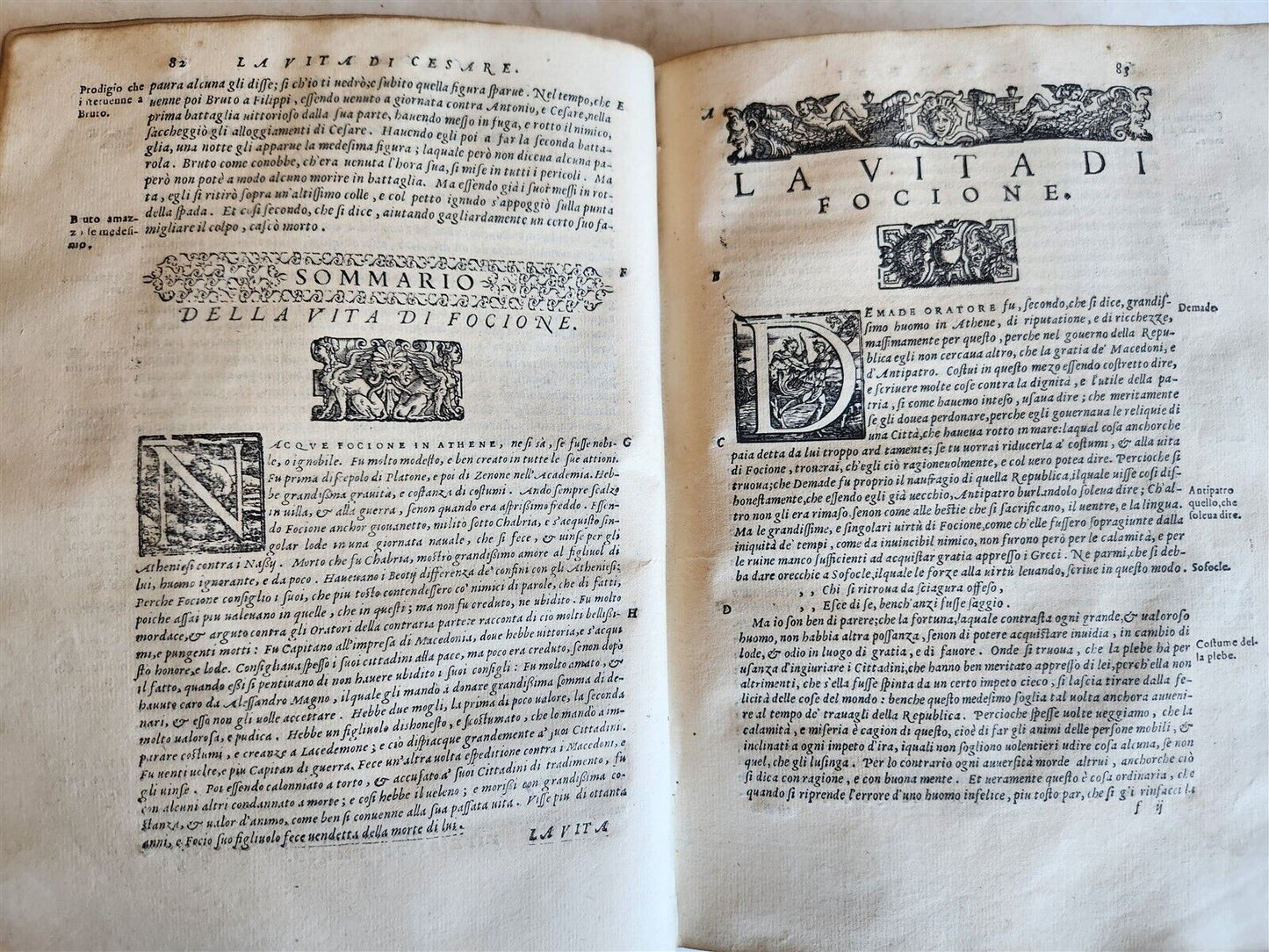 1566 LIFE of PLUTARCH 2 VOLUMES antique in ITALIAN 16th CENTURY VELLUM BOUND