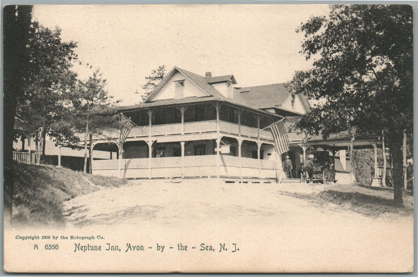 AVON BY THE SEA NJ NEPTUNE INN ANTIQUE POSTCARD
