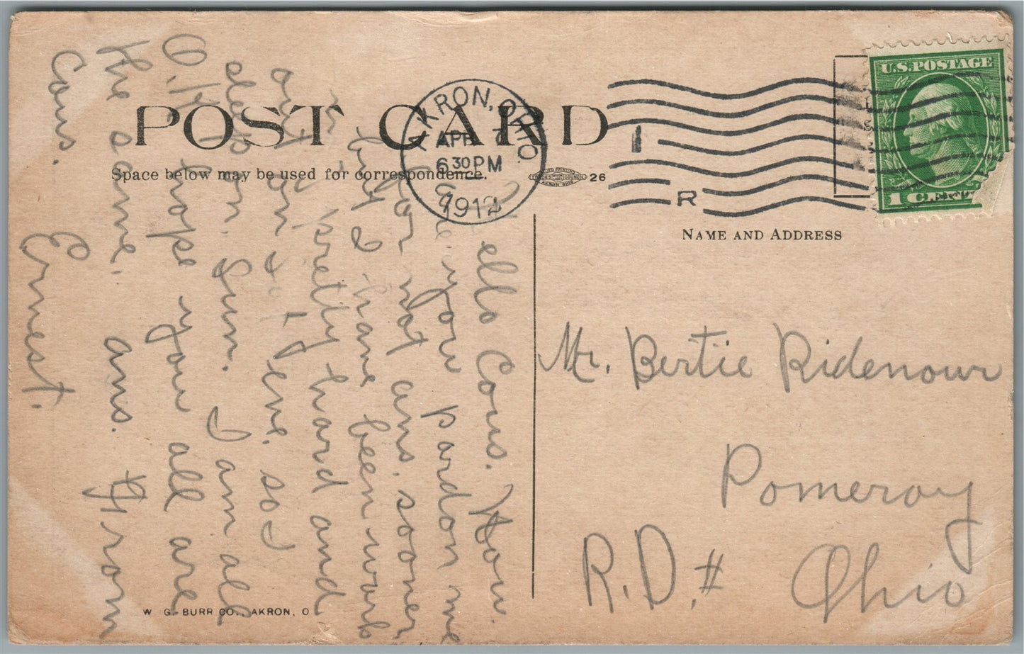 AKRON OH RAILROAD STATION RAILWAY DEPOT ANTIQUE POSTCARD