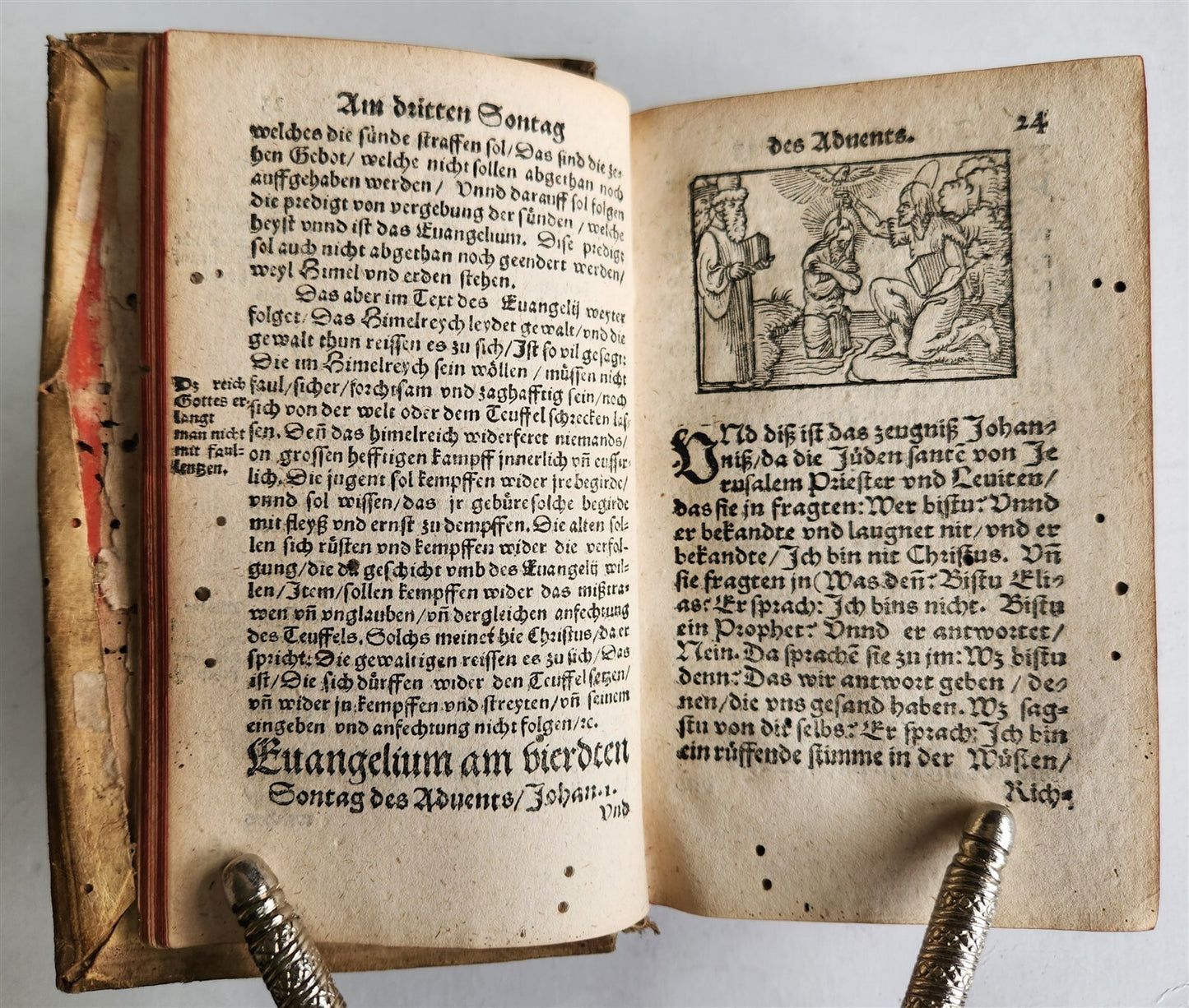 1566 MELANCHTHON Philippe Postill uber die Evangelia ANTIQUE pigskin ILLUSTRATED