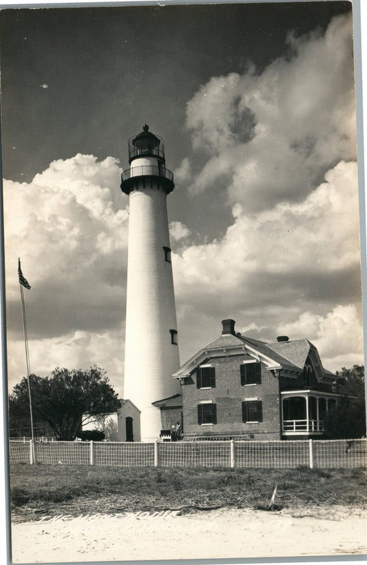 ST.SIMONS ISLAND GA LIGHTHOUSE ANTIQUE REAL PHOTO POSTCARD RPPC