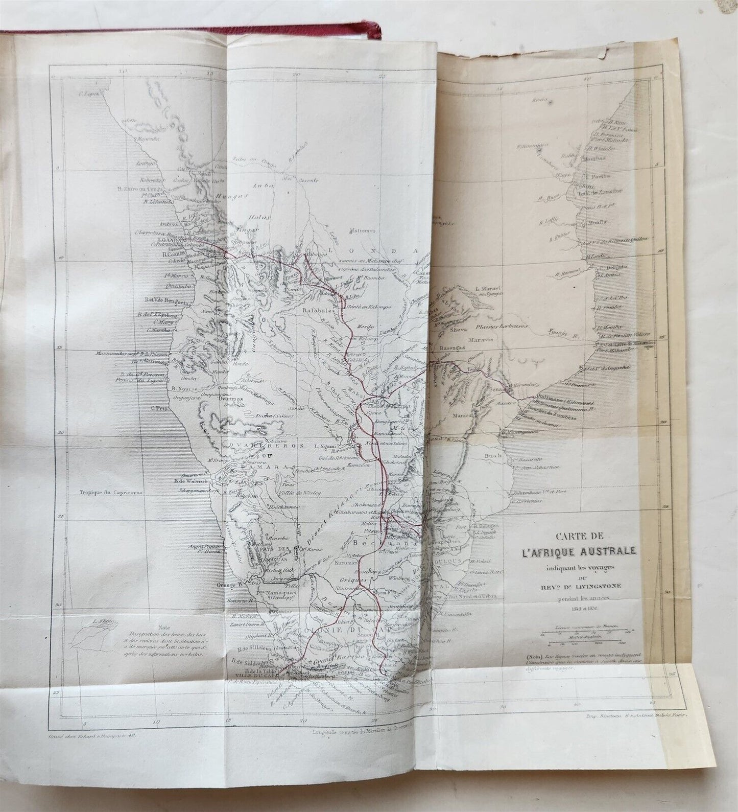 1859 EXPLORATIONS L'AFRIQUE et AUSTRALE LIVINGSTONE VOYAGES antique ILLUSTRATED
