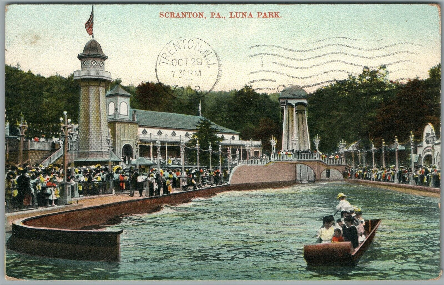 SCRANTON PA LUNA PARK ANTIQUE POSTCARD